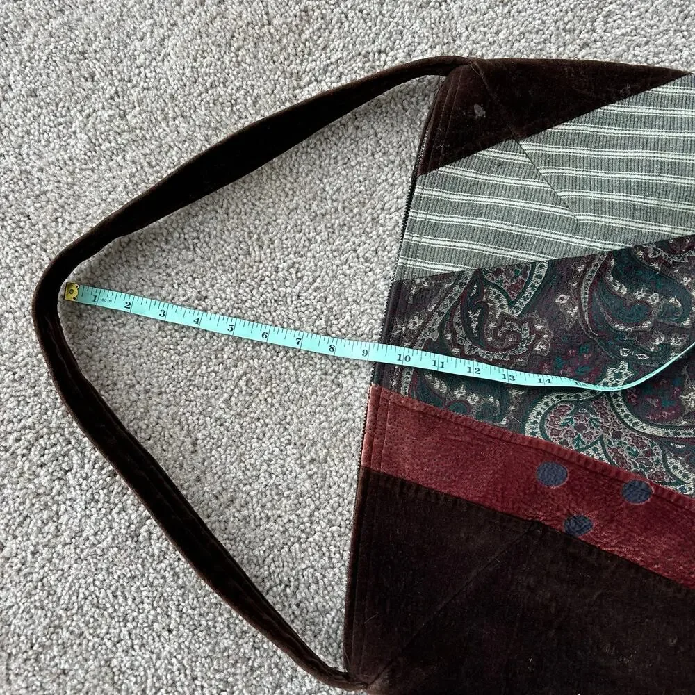 90s Vintage Oversized Hobo Shoulder Pag Purse Patchwork Boho Silk Velvet Large